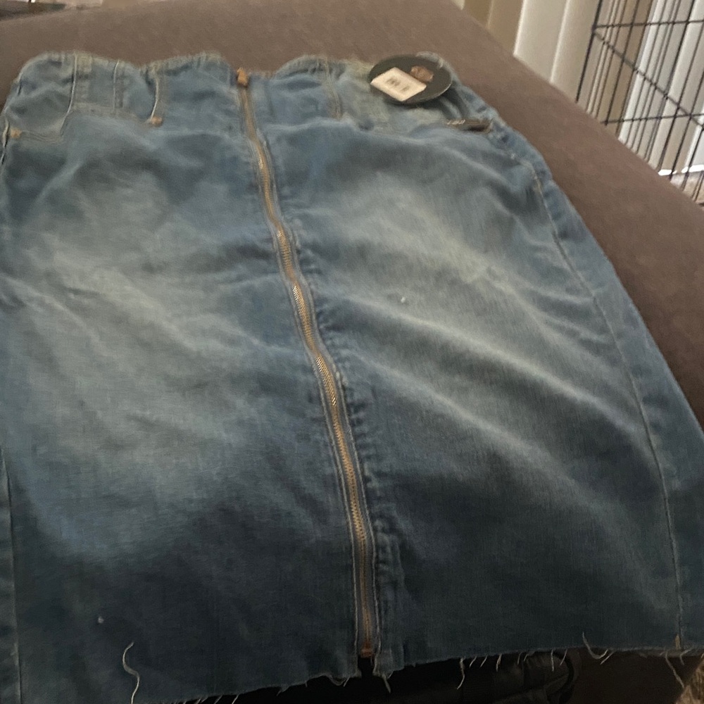 one 5 one Blue Denim Pencil Skirt